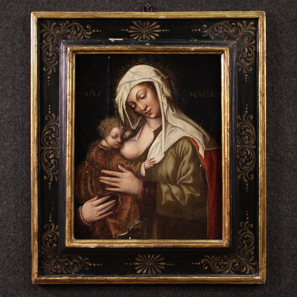 16th Century Panel Painting, Madonna With Child