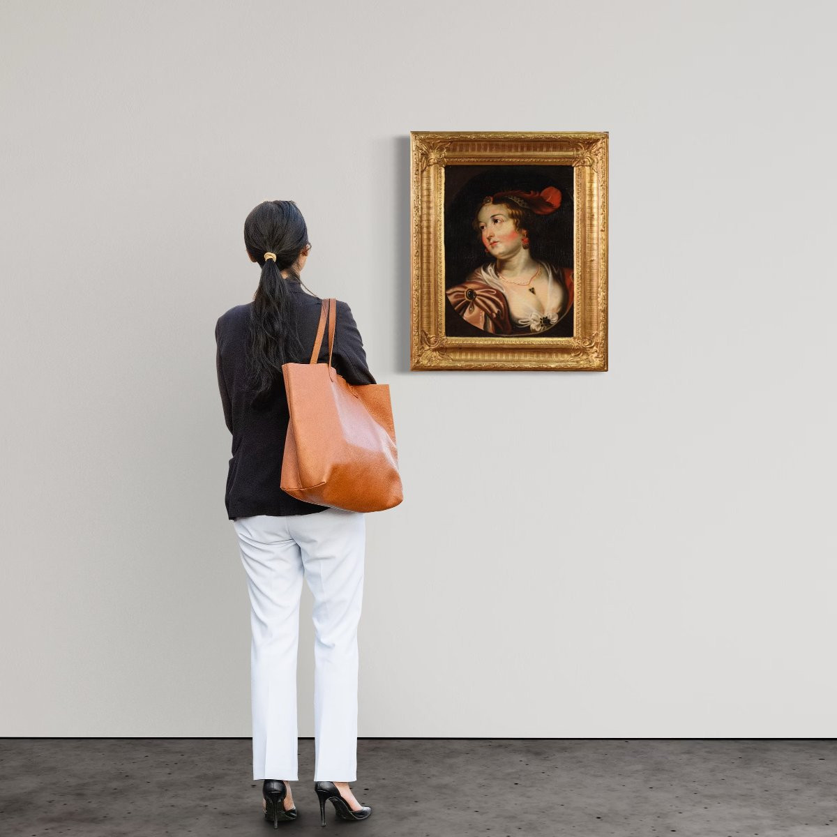 Portrait de dame, peinture du 19ème siècle-photo-3