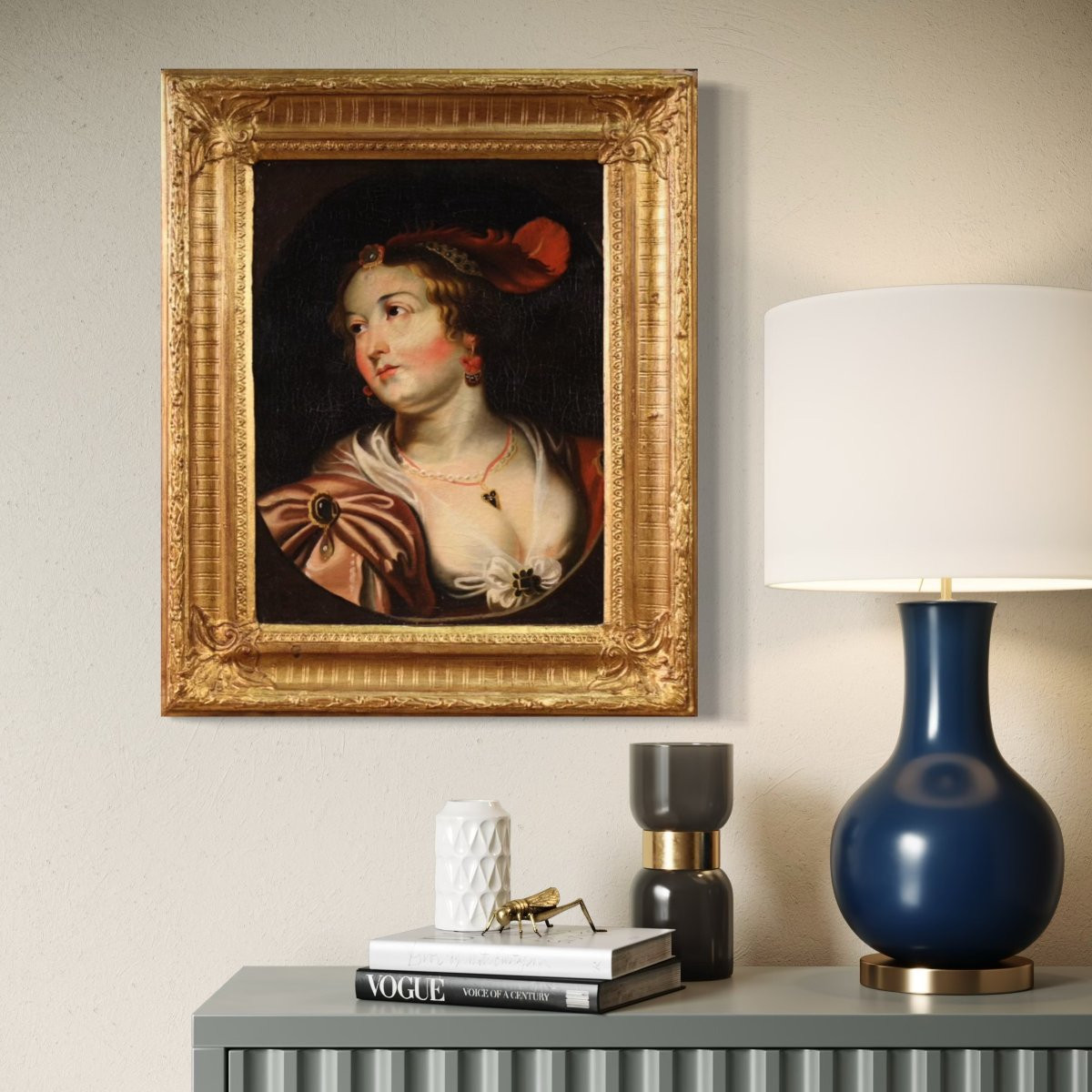 Portrait de dame, peinture du 19ème siècle-photo-1