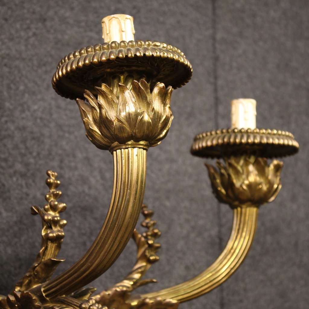 Pair Of French Louis XVI Style Gilded Bronze Wall Lamps-photo-4