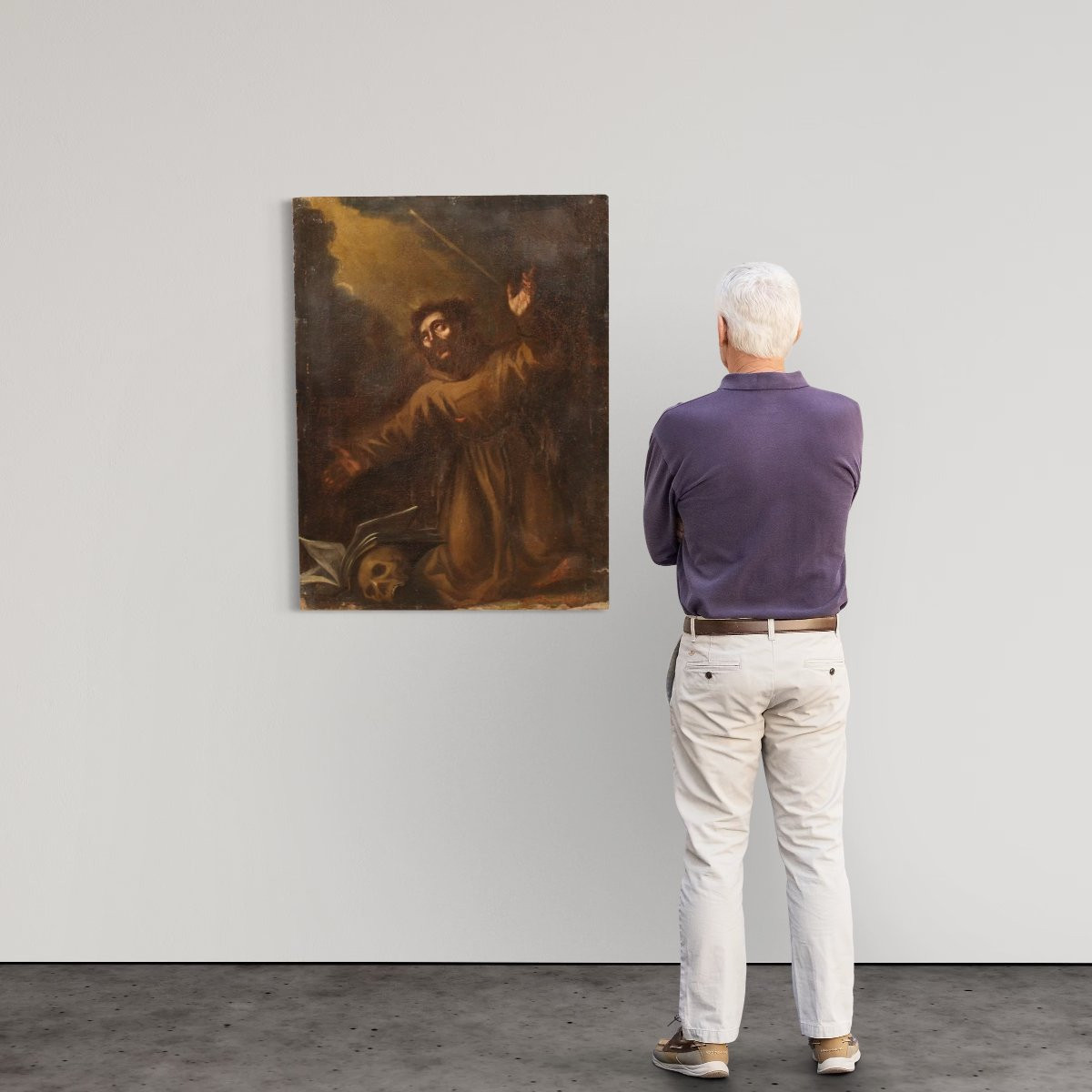 Peinture religieuse du 17ème siècle, Saint François d'Assise-photo-3