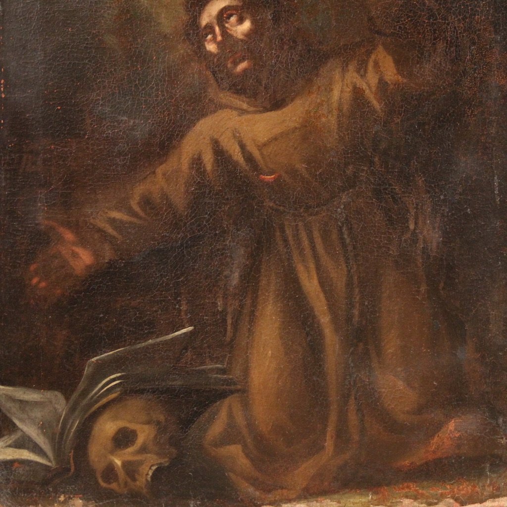 Peinture religieuse du 17ème siècle, Saint François d'Assise-photo-4