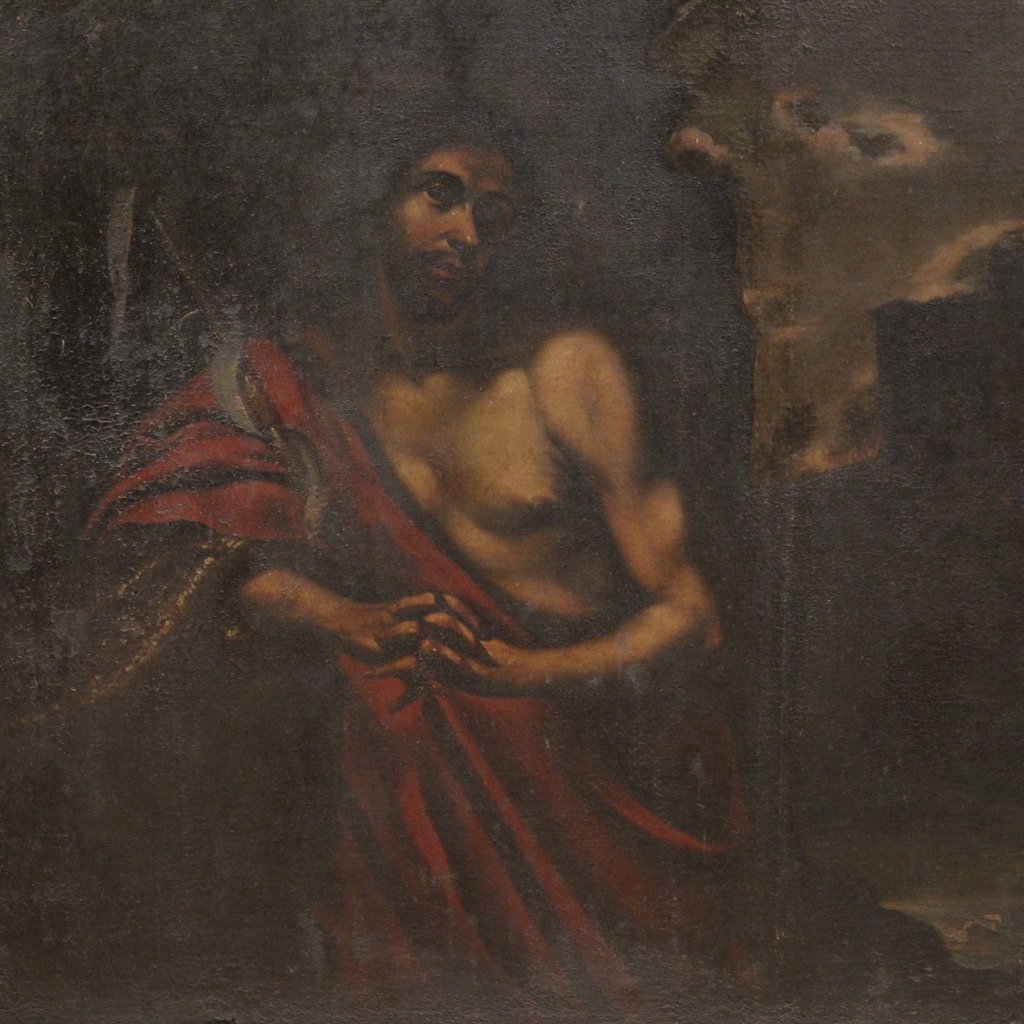 Grand tableau italien du 17ème siècle, Saint Jean-Baptiste-photo-4