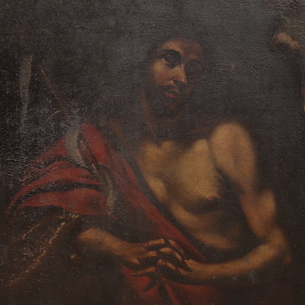 Grand tableau italien du 17ème siècle, Saint Jean-Baptiste-photo-2
