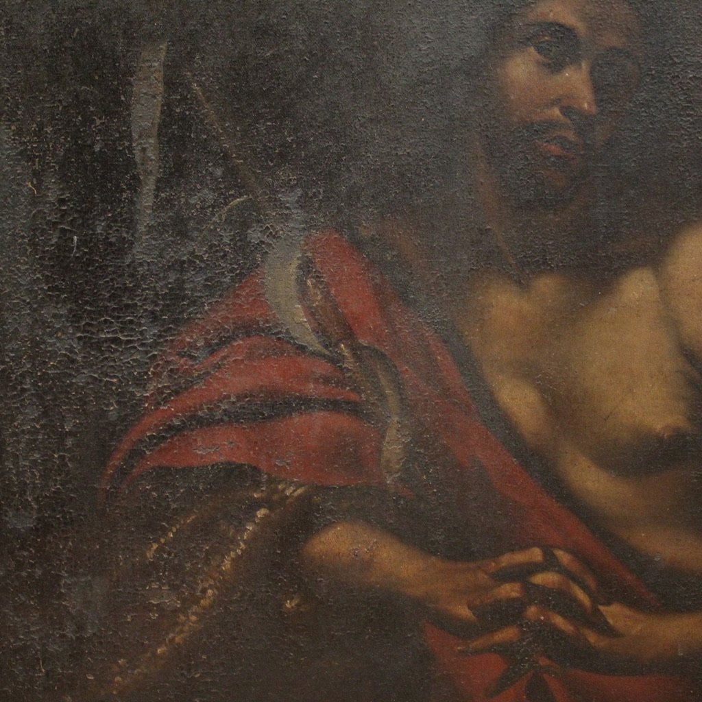 Grand tableau italien du 17ème siècle, Saint Jean-Baptiste-photo-8