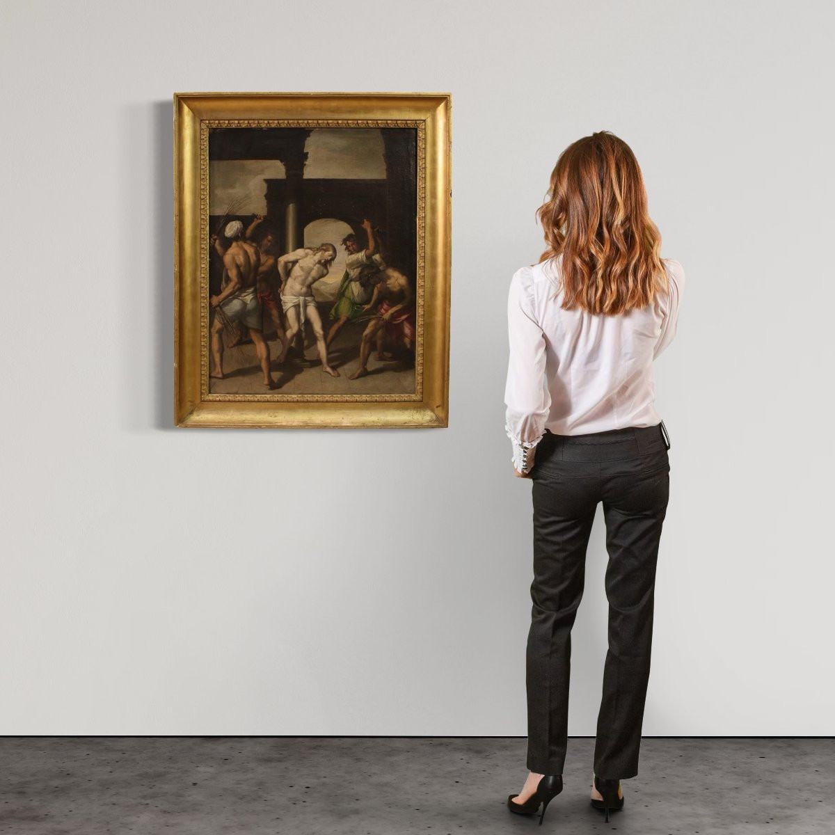 17th Century Italian Painting, Flagellation Of Christ-photo-3