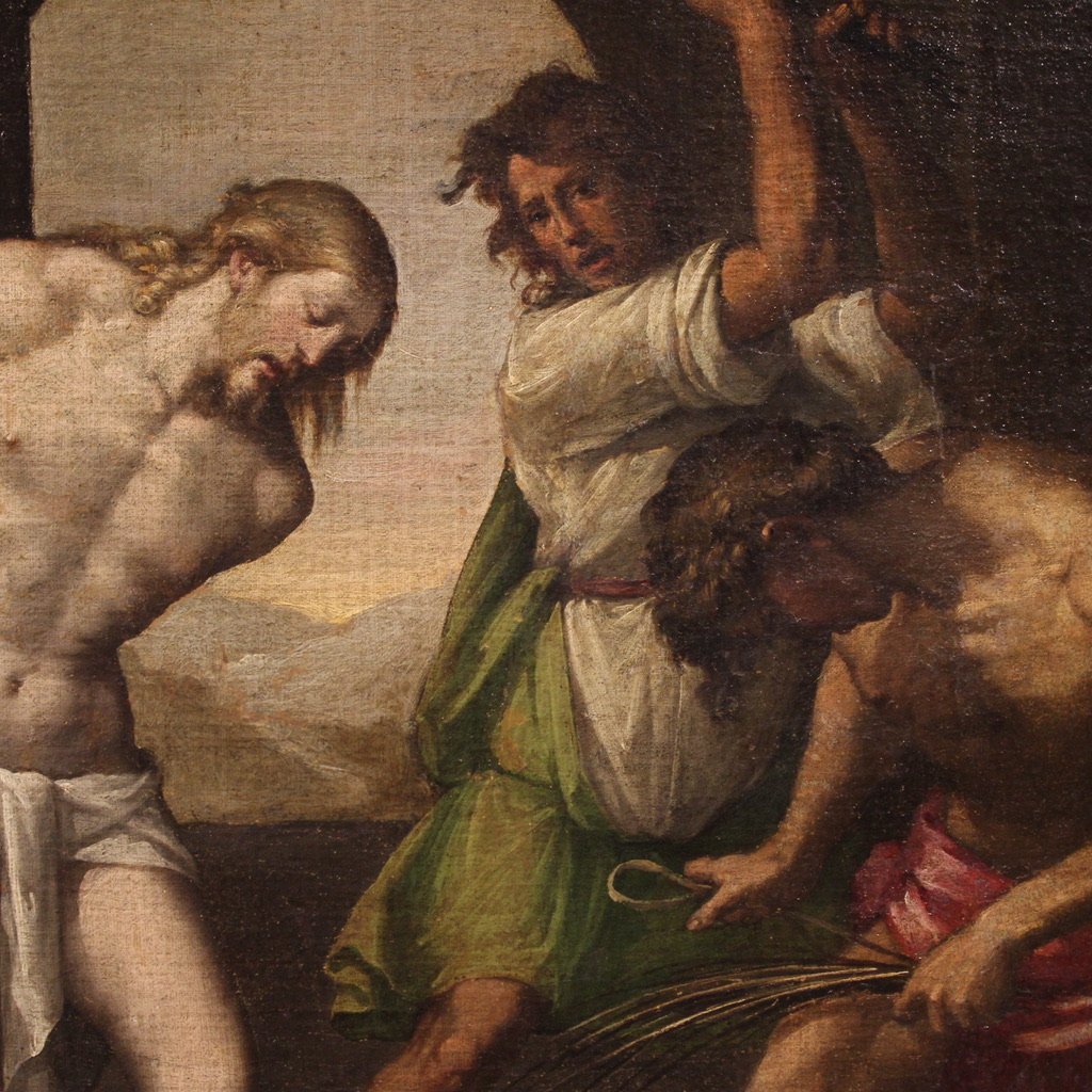 17th Century Italian Painting, Flagellation Of Christ-photo-7