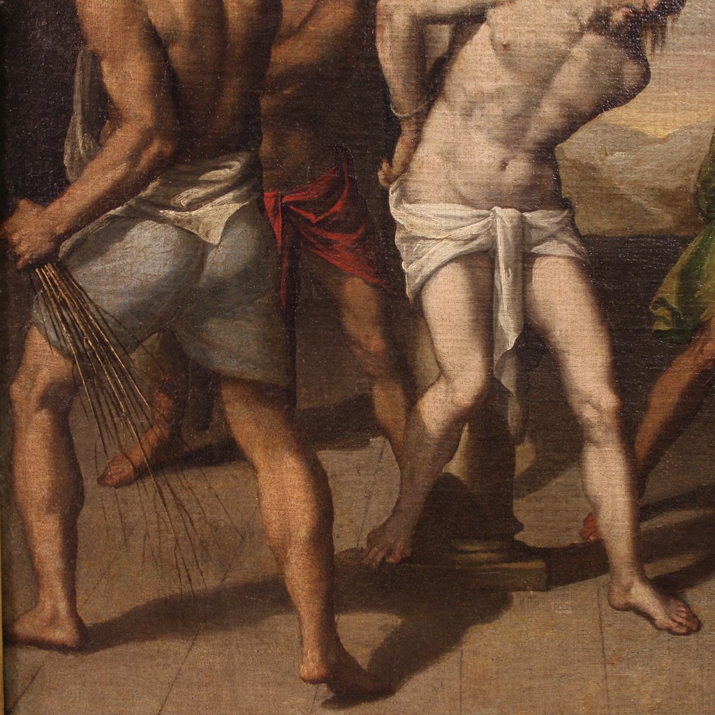 17th Century Italian Painting, Flagellation Of Christ-photo-8
