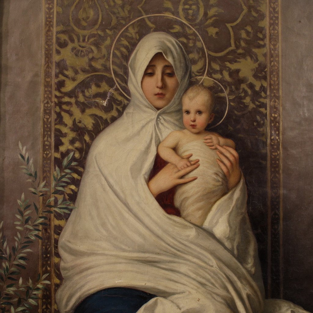 Grand tableau italien du 19ème siècle, Notre-Dame des Oliviers-photo-2