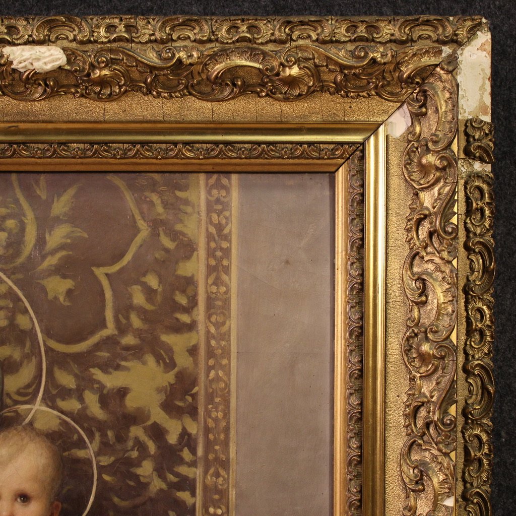 Grand tableau italien du 19ème siècle, Notre-Dame des Oliviers-photo-4