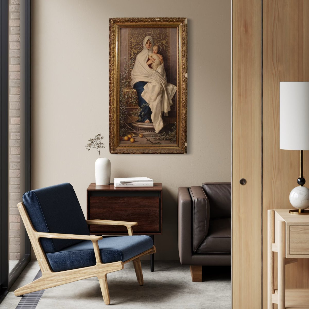 Grand tableau italien du 19ème siècle, Notre-Dame des Oliviers-photo-5