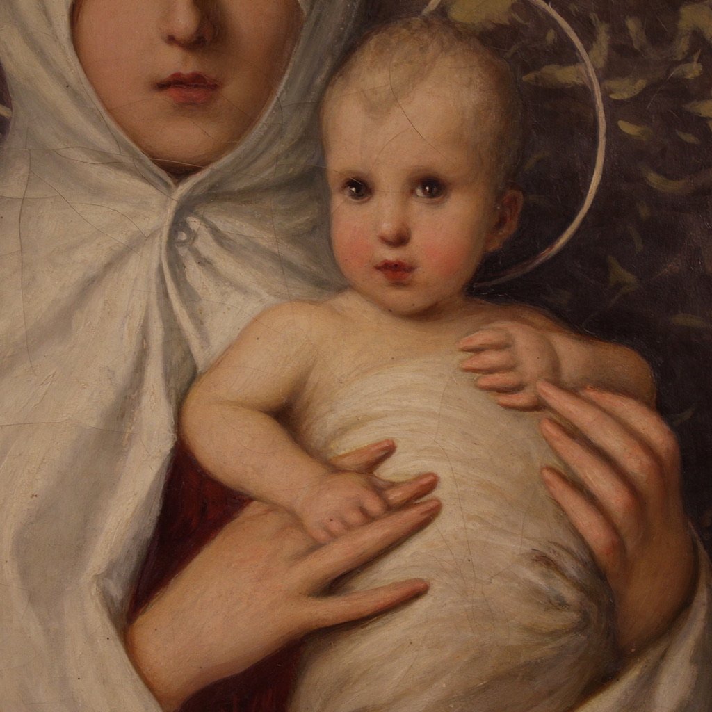 Grand tableau italien du 19ème siècle, Notre-Dame des Oliviers-photo-7