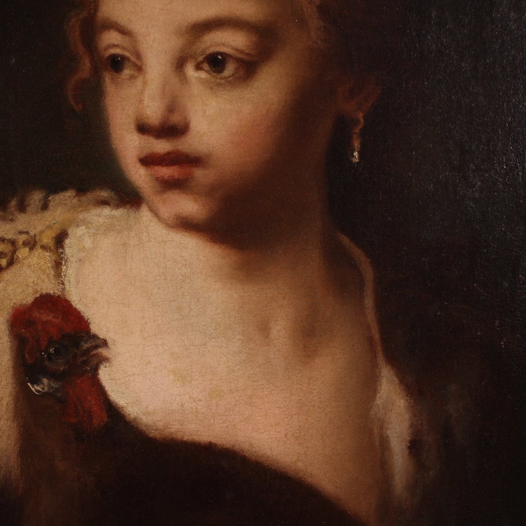 Peinture ancienne portrait de jeune fille du 18ème siècle-photo-7