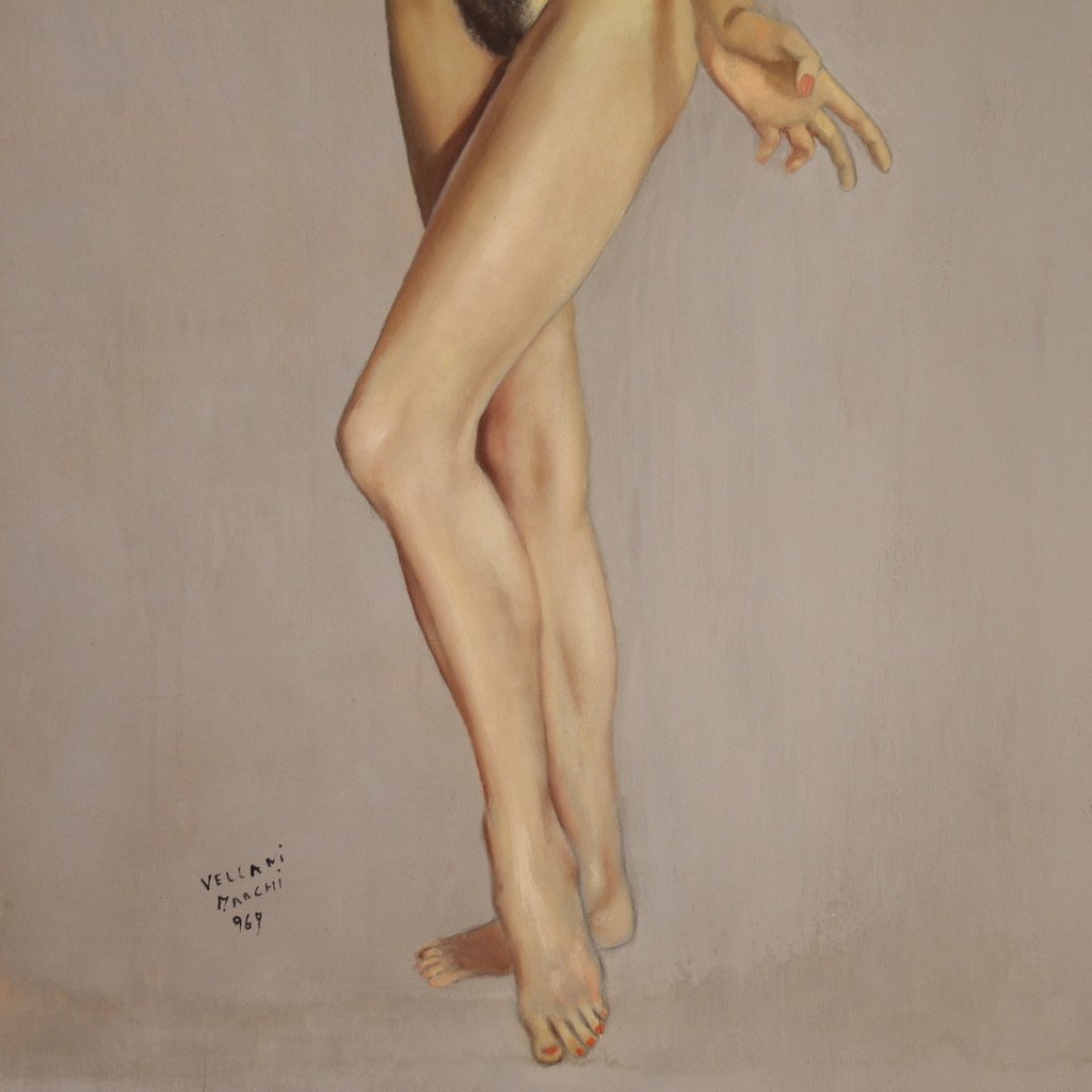 Italian Nude Painting Signed By Mario Vellani Marchi Dated 1969-photo-5