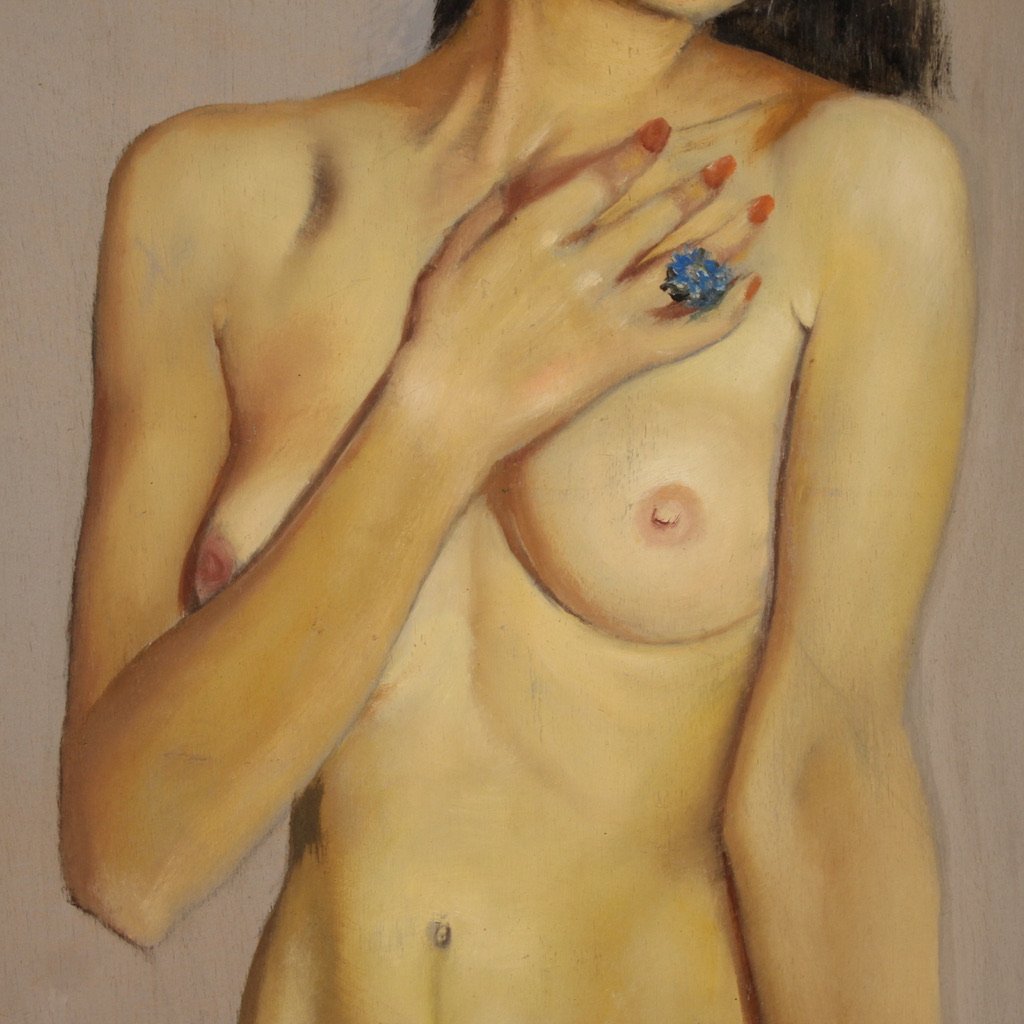 Italian Nude Painting Signed By Mario Vellani Marchi Dated 1969-photo-8