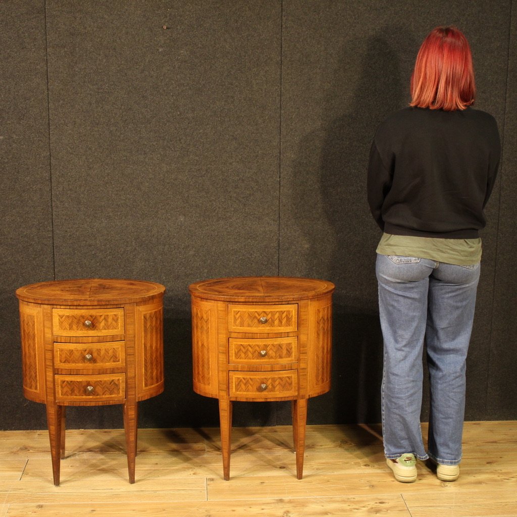Pair Of 20th-century Italian Inlaid Bedside Tables-photo-2