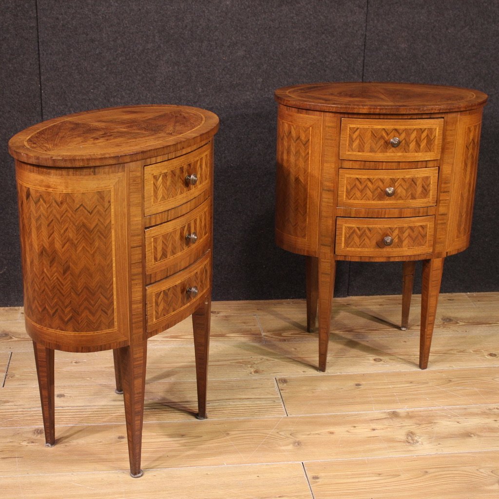 Pair Of 20th-century Italian Inlaid Bedside Tables-photo-4