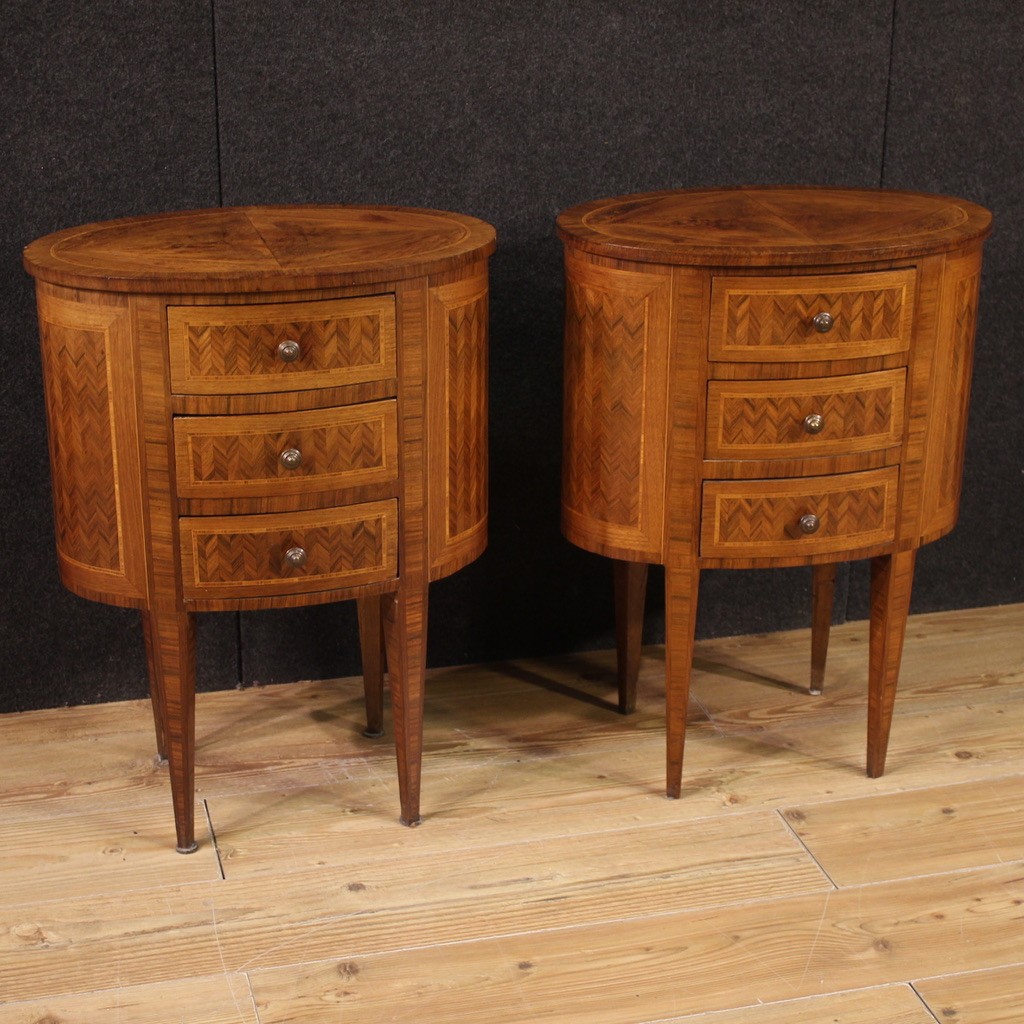 Pair Of 20th-century Italian Inlaid Bedside Tables
