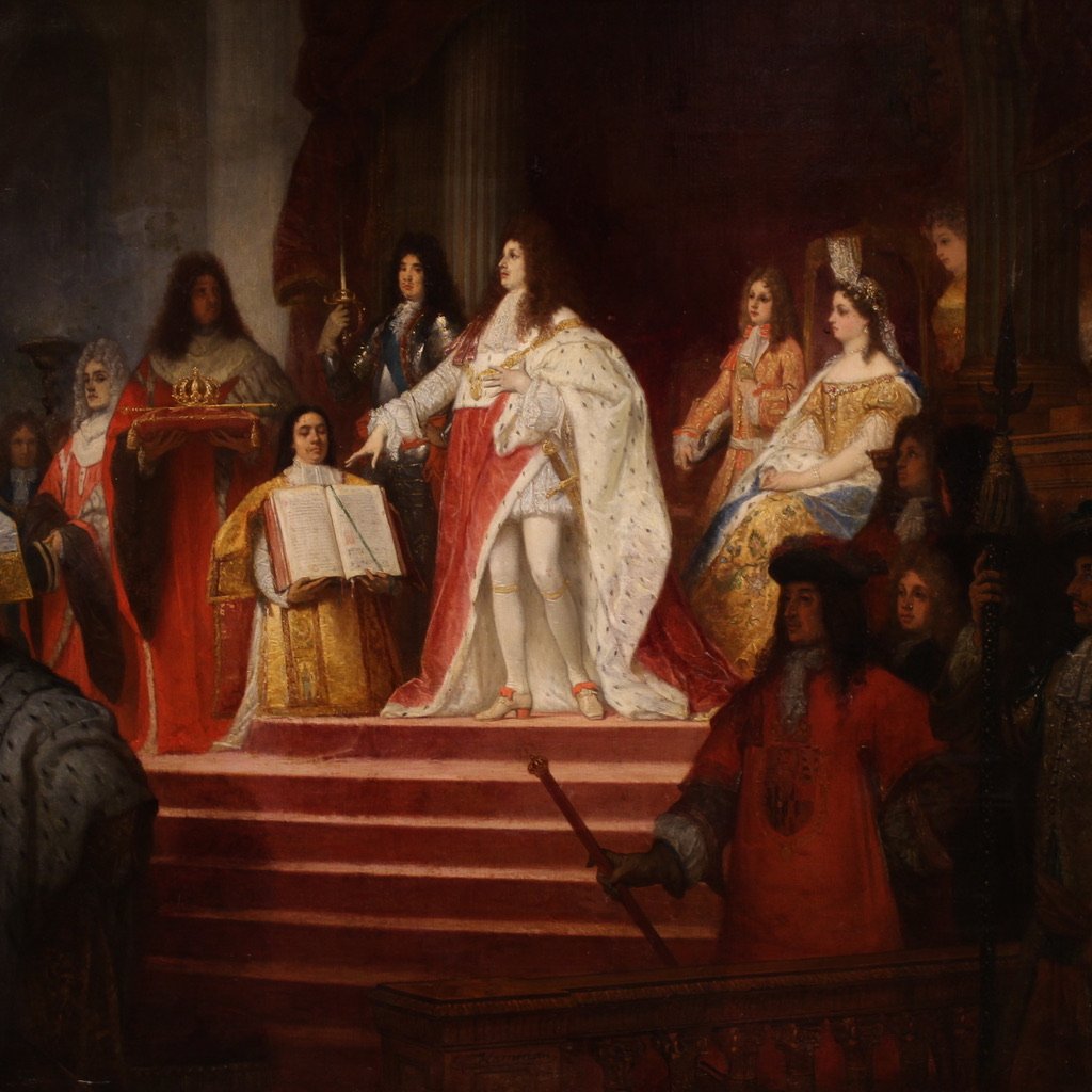 Couronnement de Victor-Amédée II, tableau signé Ed. Hamman et daté de 1866-photo-2