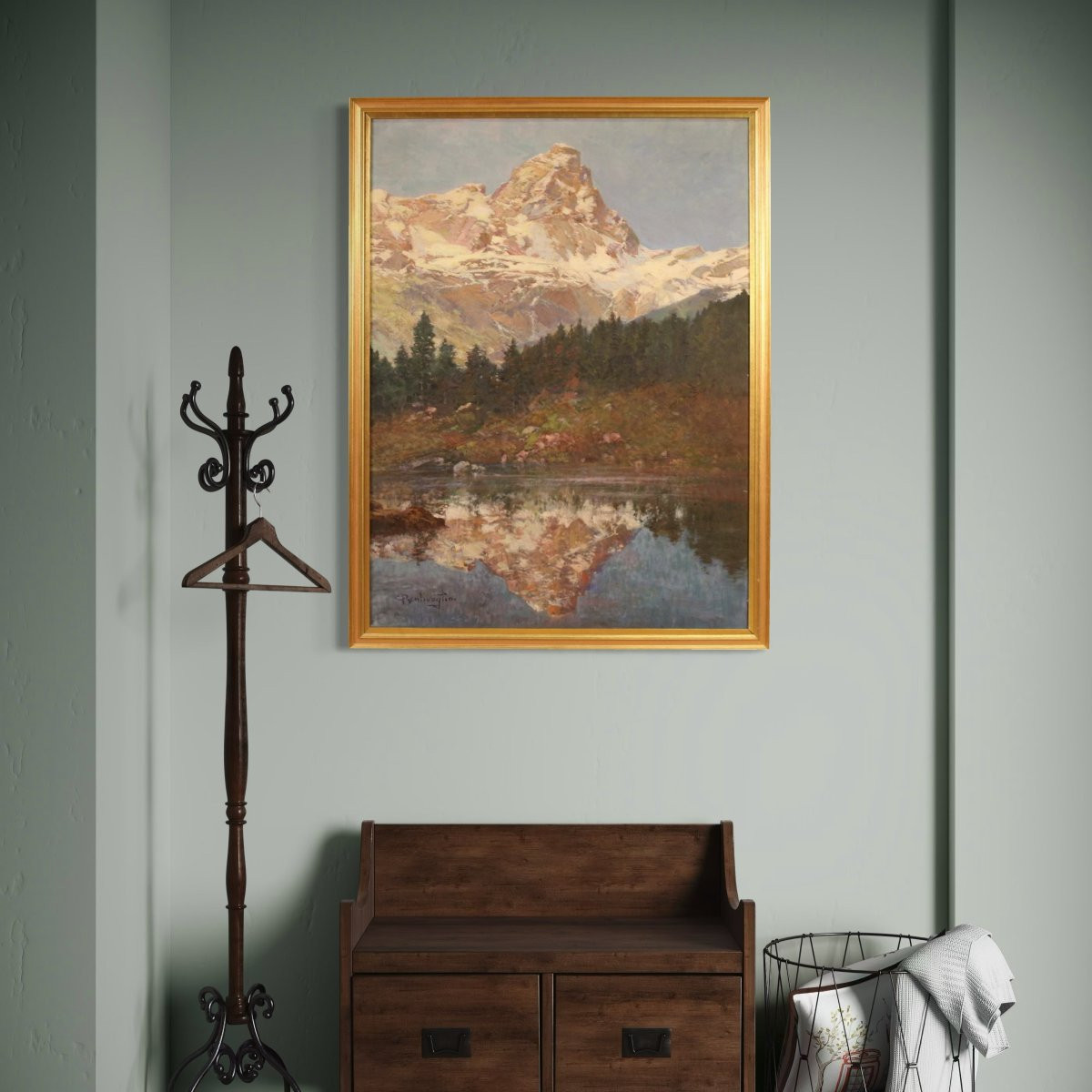 Peinture italienne de paysage signée C. Bentivoglio du 20ème siècle-photo-2