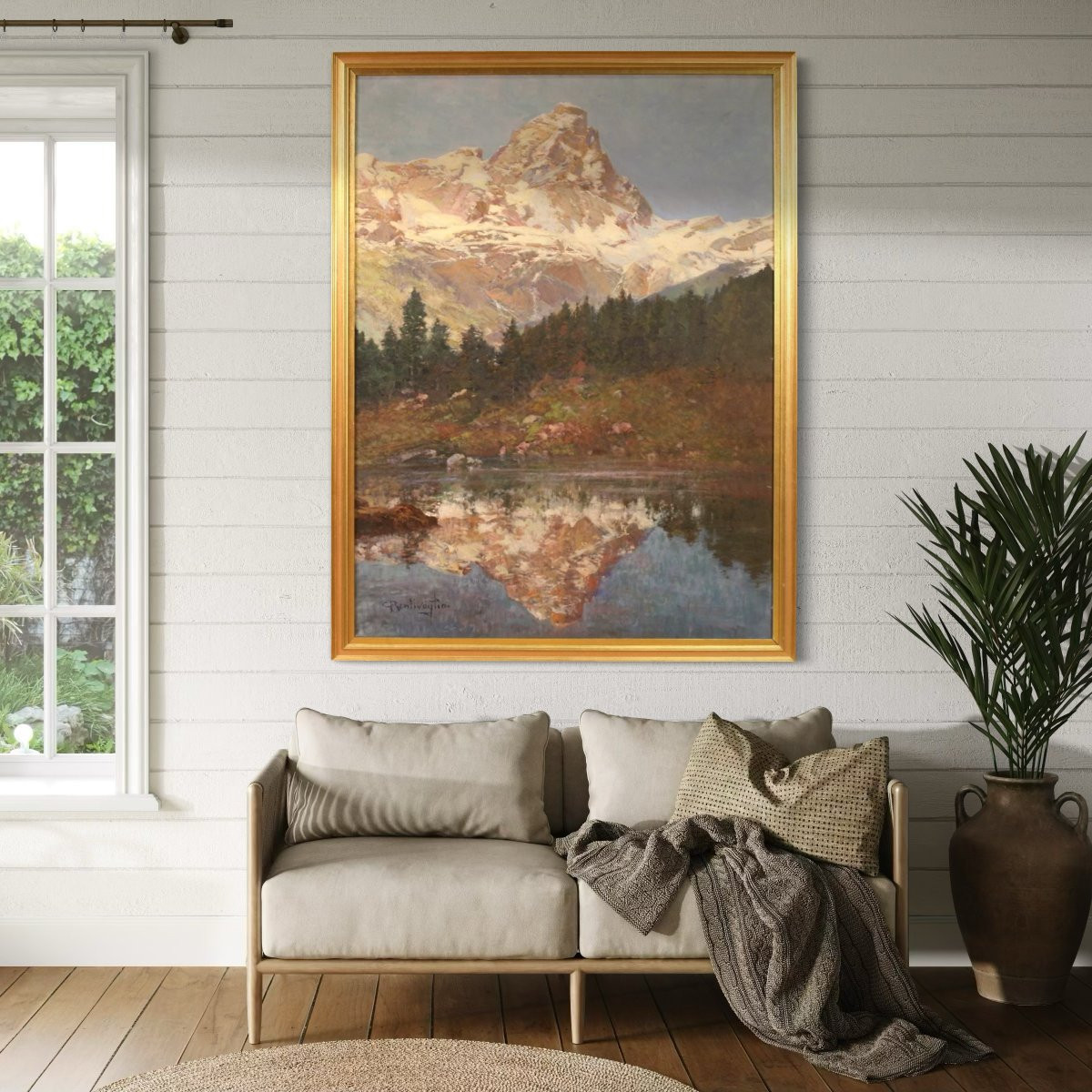 Peinture italienne de paysage signée C. Bentivoglio du 20ème siècle-photo-6