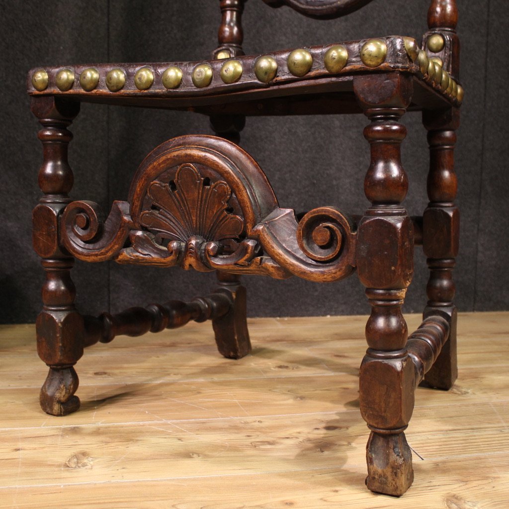 Pair Of 18th-century Antique Italian Leather Chairs-photo-6