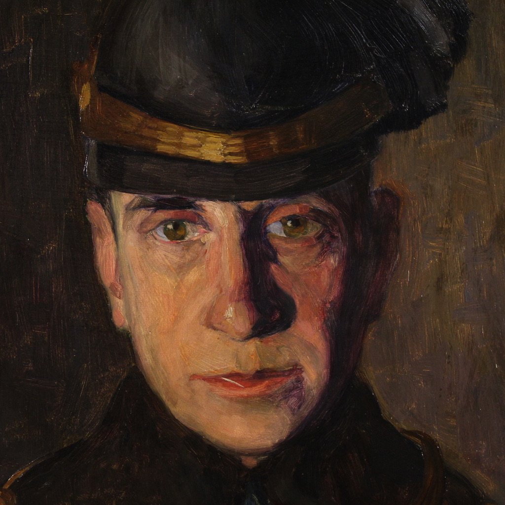 Peinture Portrait d'un soldat signé Vass E. et daté 1915-photo-3
