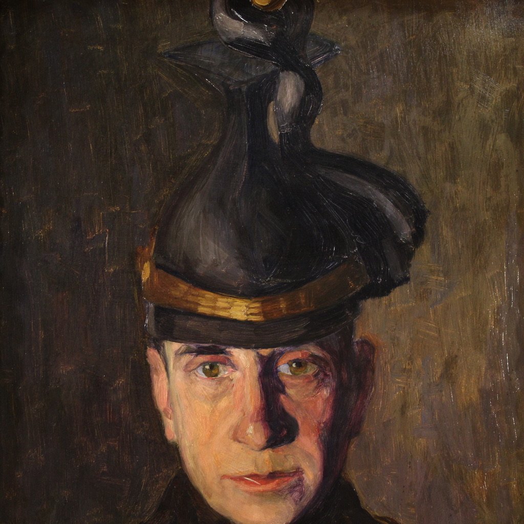 Peinture Portrait d'un soldat signé Vass E. et daté 1915-photo-6