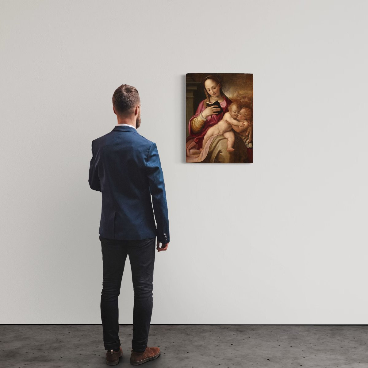 Peinture sur panneau du 16ème siècle, Vierge à l'Enfant avec Saint Jean-photo-3
