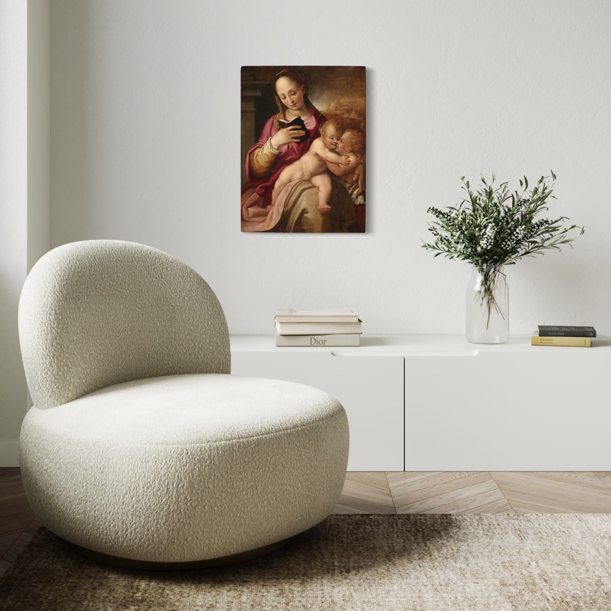 Peinture sur panneau du 16ème siècle, Vierge à l'Enfant avec Saint Jean-photo-3