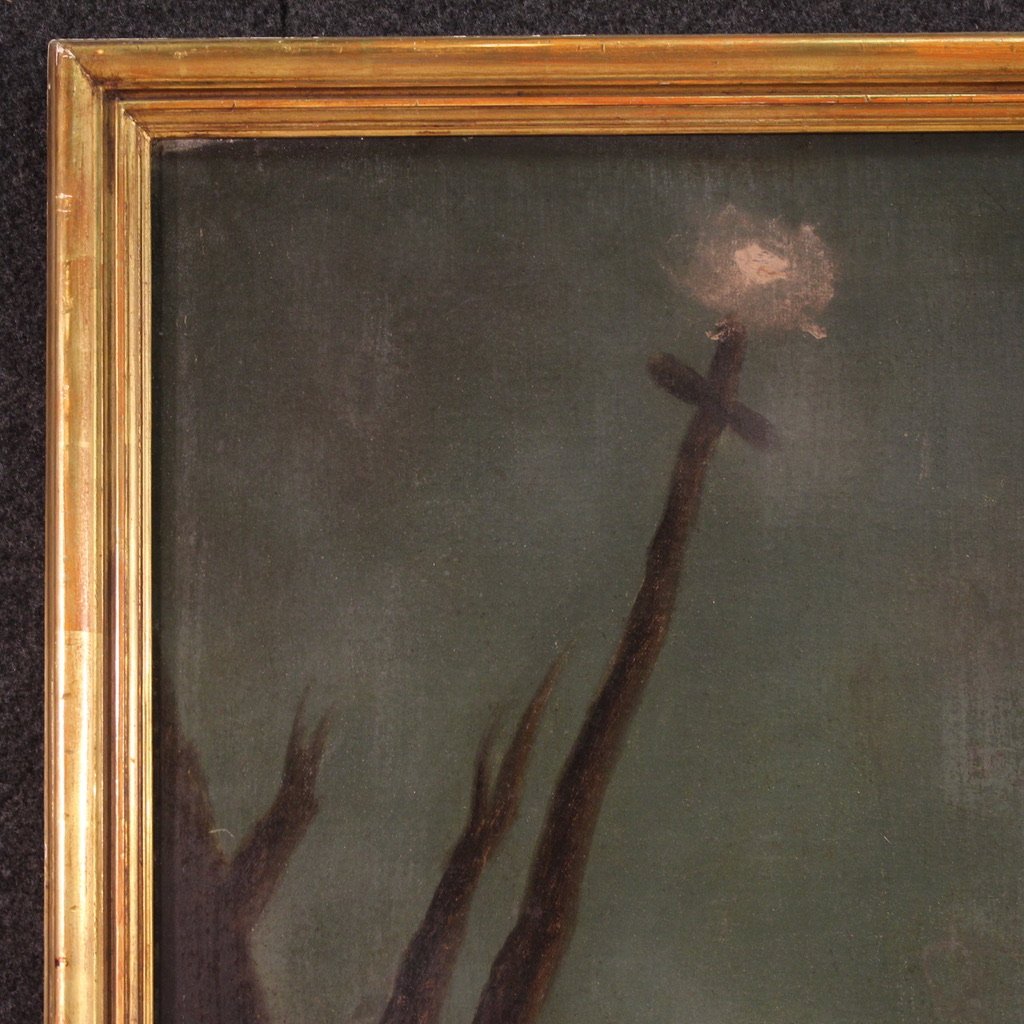 Great Religious Painting Signed And Dated 1865, Saint Francis-photo-4