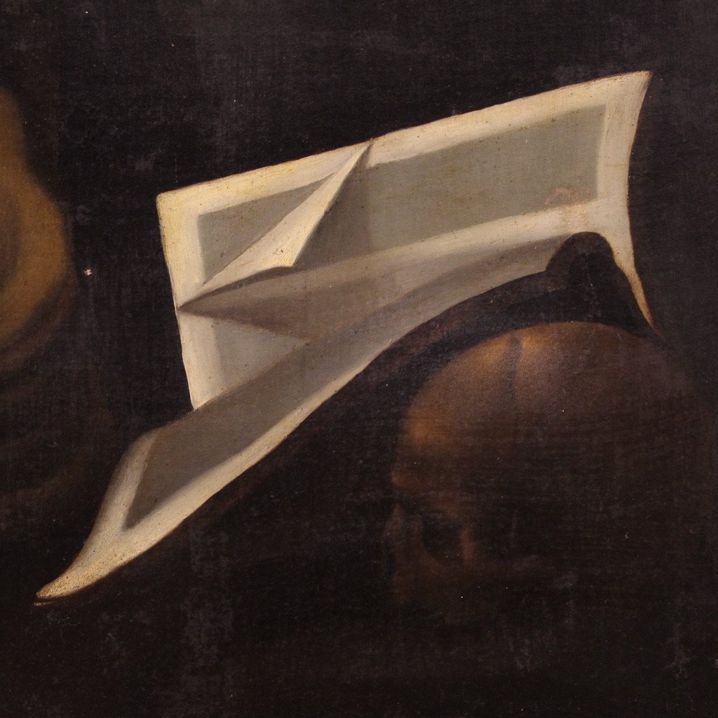 Great Religious Painting Signed And Dated 1865, Saint Francis-photo-8