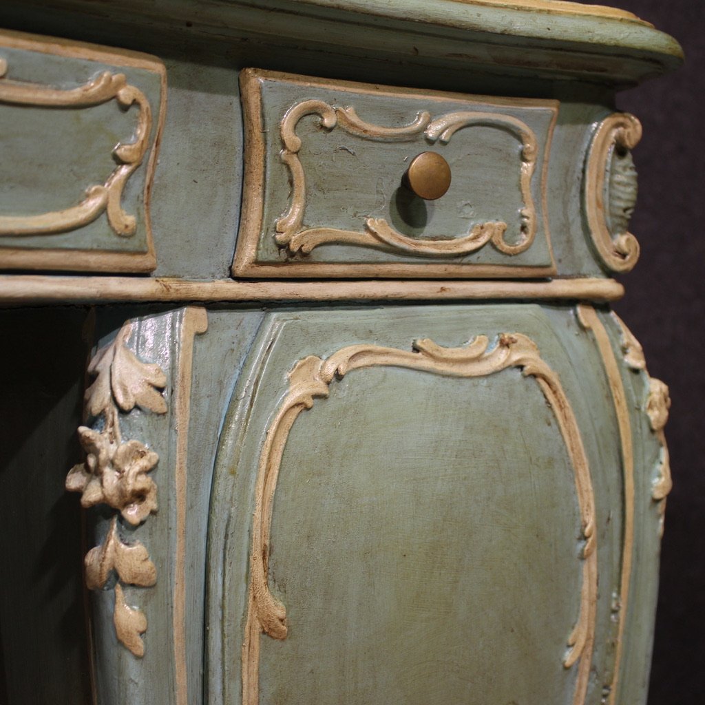 Venetian Lacquered And Painted Writing Desk From The 20th Century-photo-5