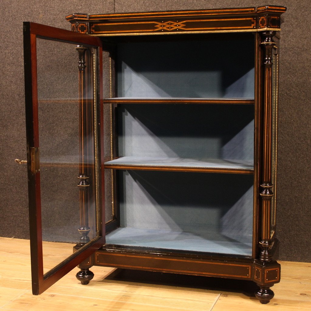 19th Century English Inlaid Display Cabinet-photo-3