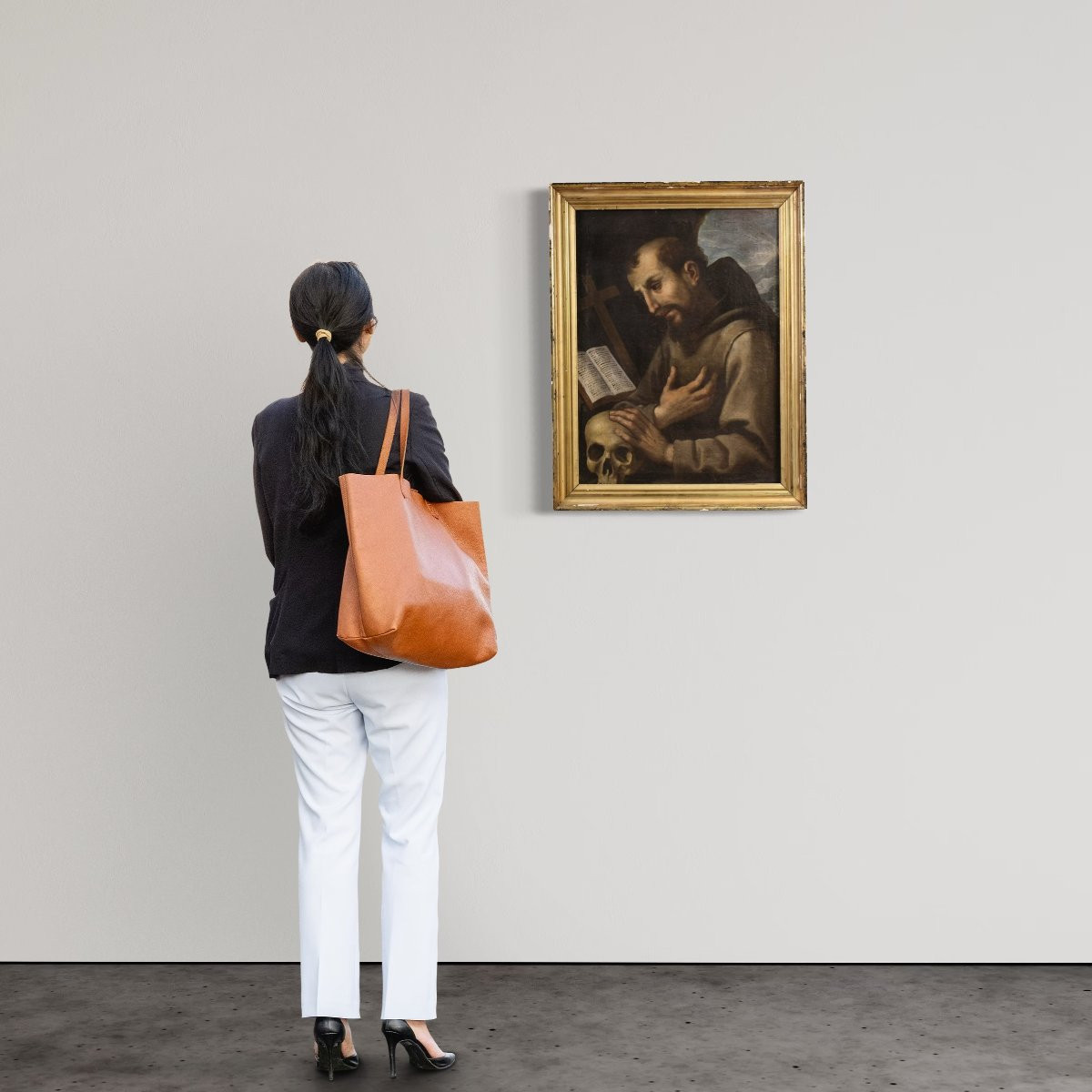 Peinture italienne du 17ème siècle, Saint François d'Assise-photo-3