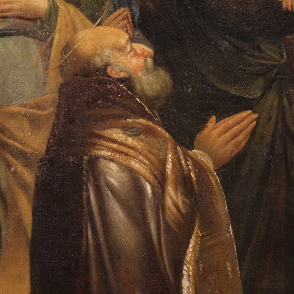 Peinture italienne antique Le Mariage de la Vierge du 18ème siècle-photo-5