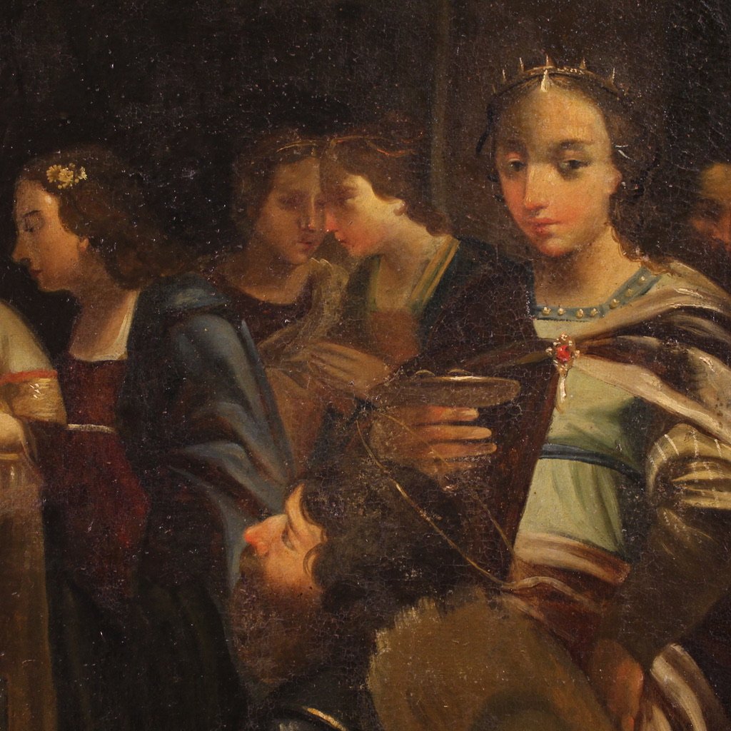 Peinture italienne antique Le Mariage de la Vierge du 18ème siècle-photo-7