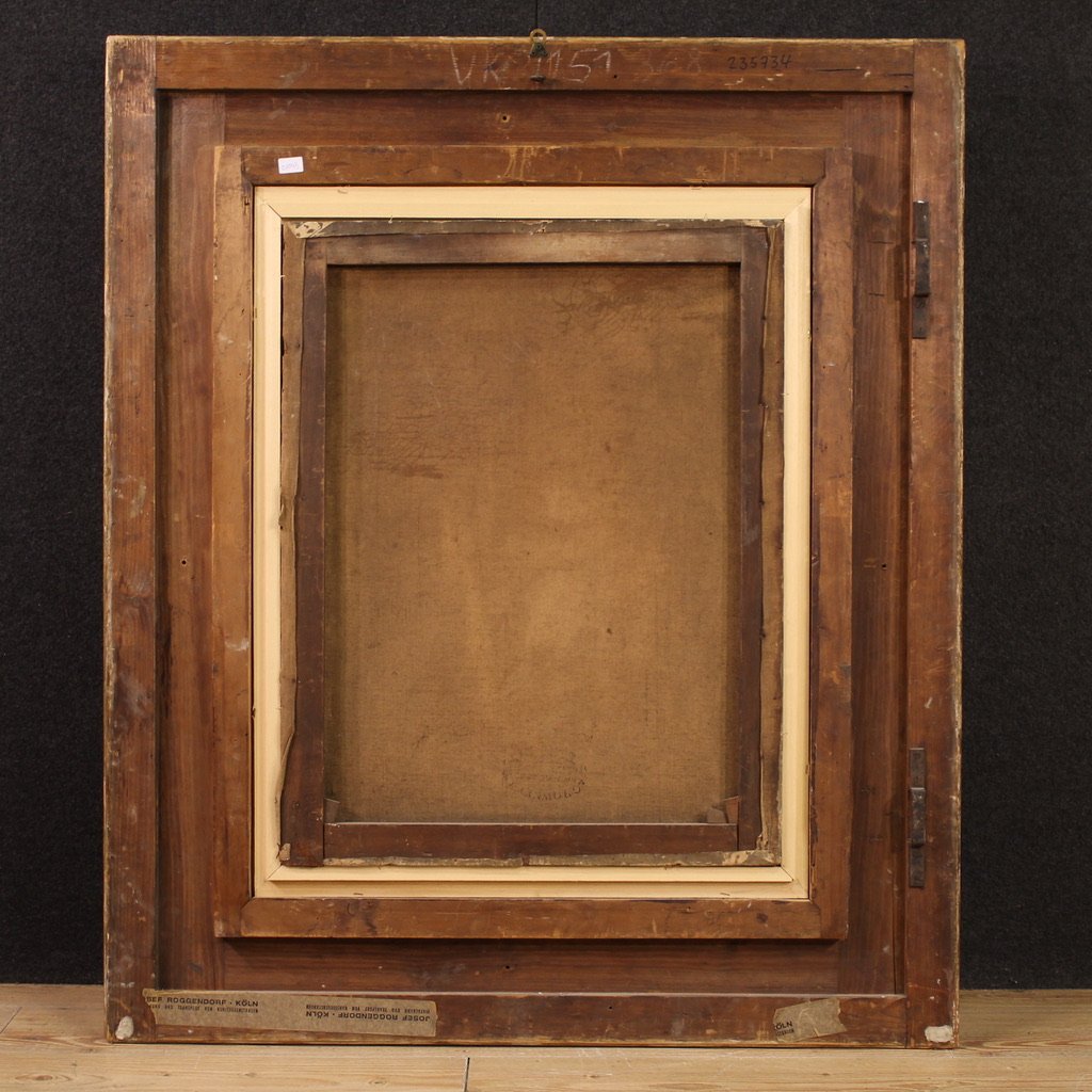 Grand tableau portrait de dame du 19ème siècle-photo-6