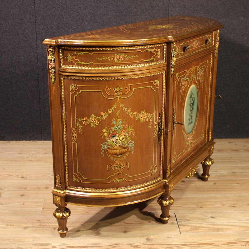 20th Century Italian Painted And Gilded Wooden Sideboard-photo-8