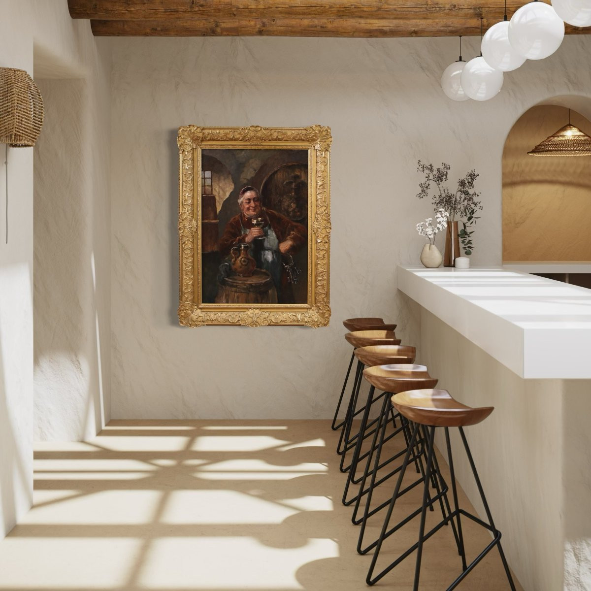 Great 19th Century Painting Signed C. Huber-photo-2