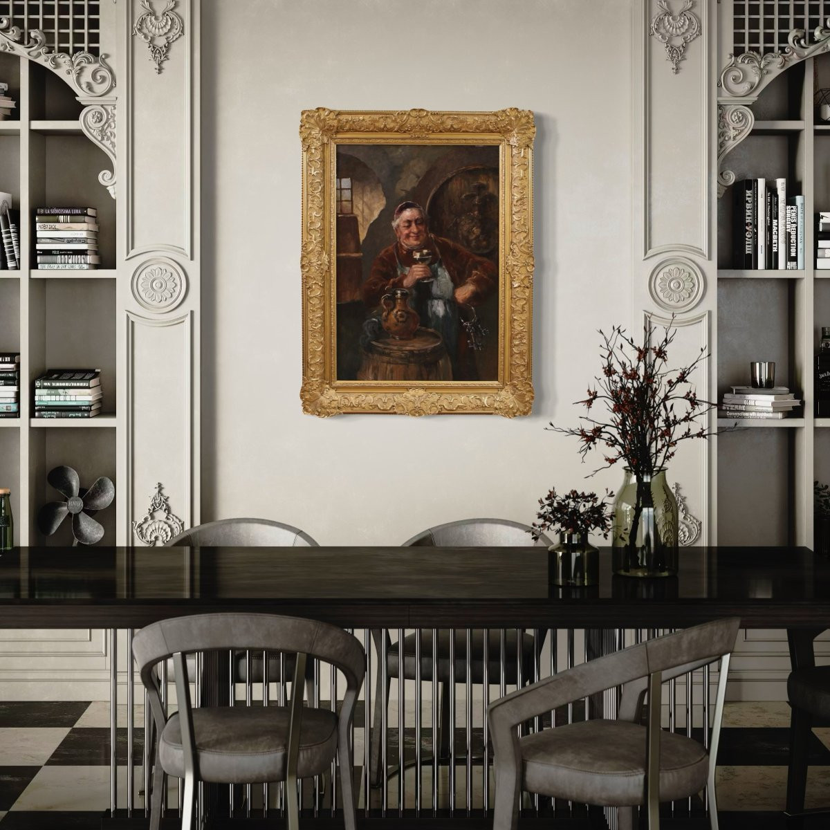 Great 19th Century Painting Signed C. Huber-photo-5