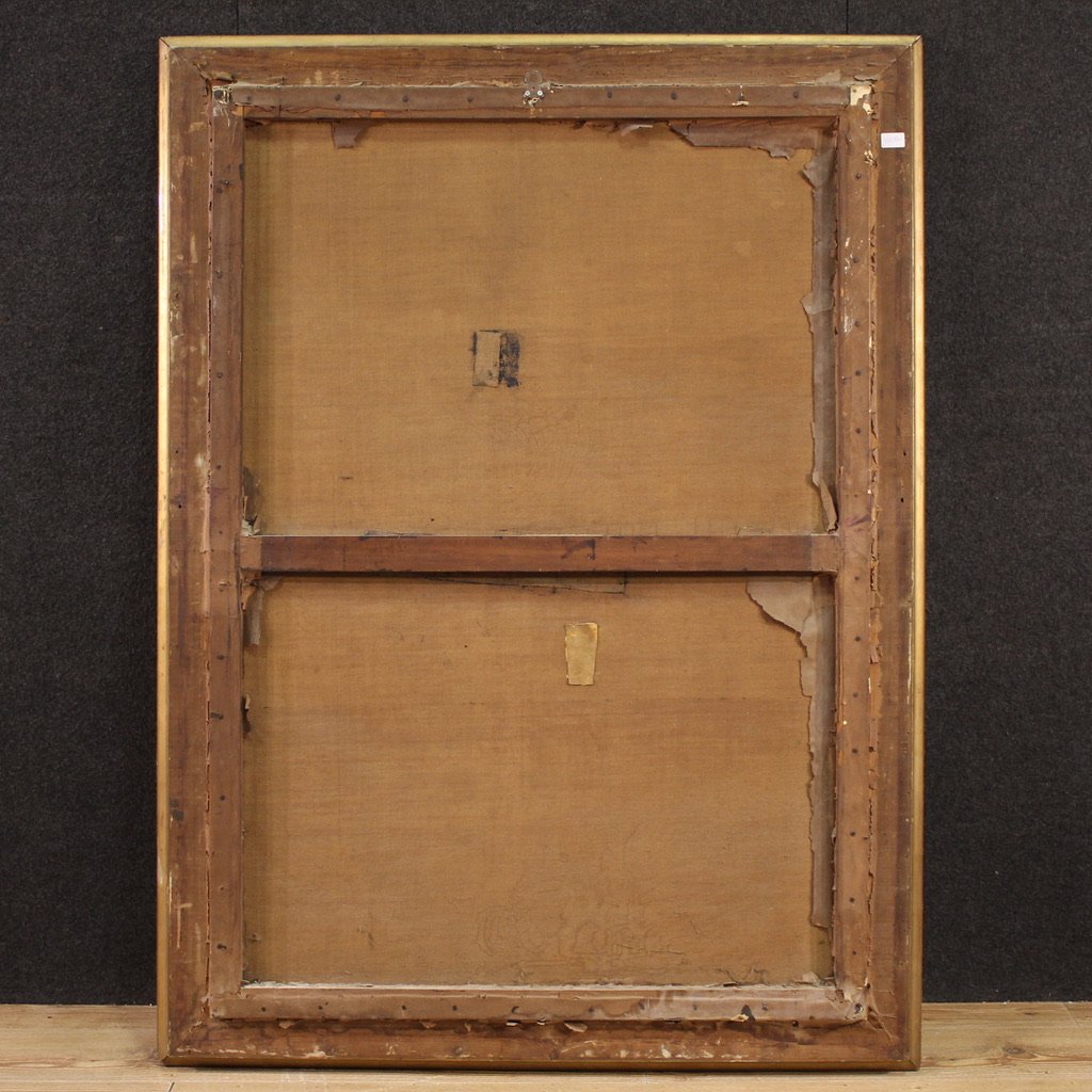 Spanish Painting Of An Interior Scene From The 20th Century-photo-3