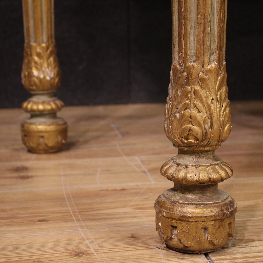 Console italienne laquée avec dessus en marbre du 20ème siècle-photo-6