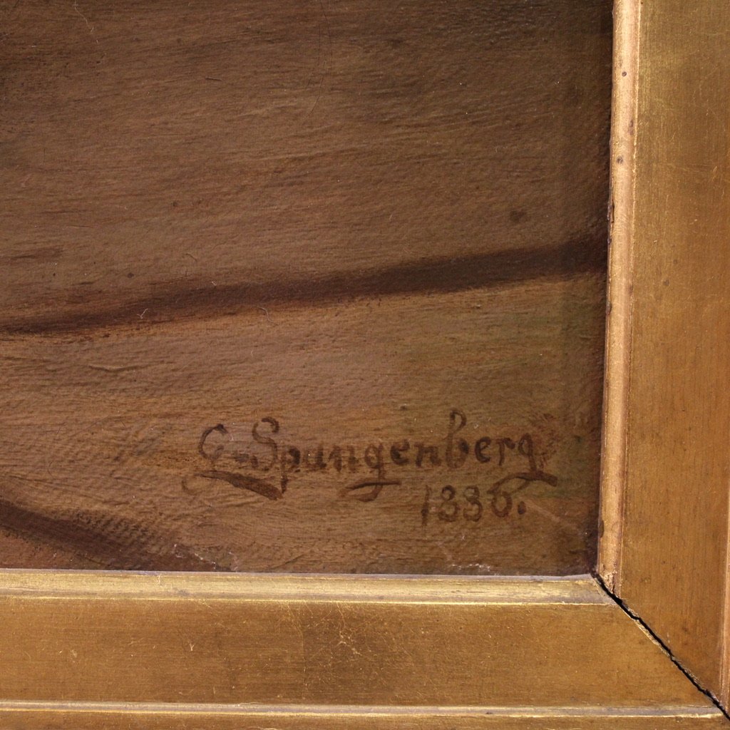 Painting Signed G. Spangerberg And Dated 1886, Interior Scene-photo-3
