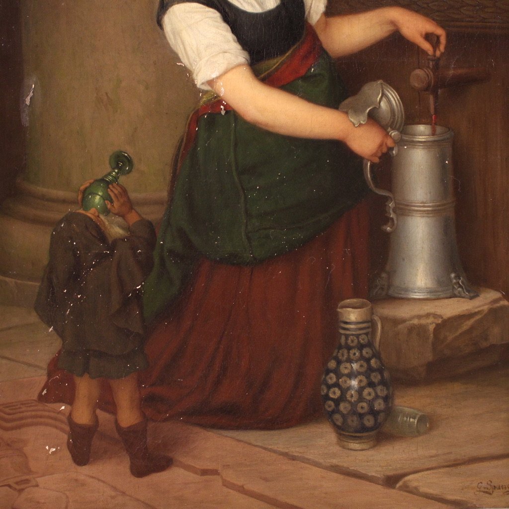 Painting Signed G. Spangerberg And Dated 1886, Interior Scene-photo-1