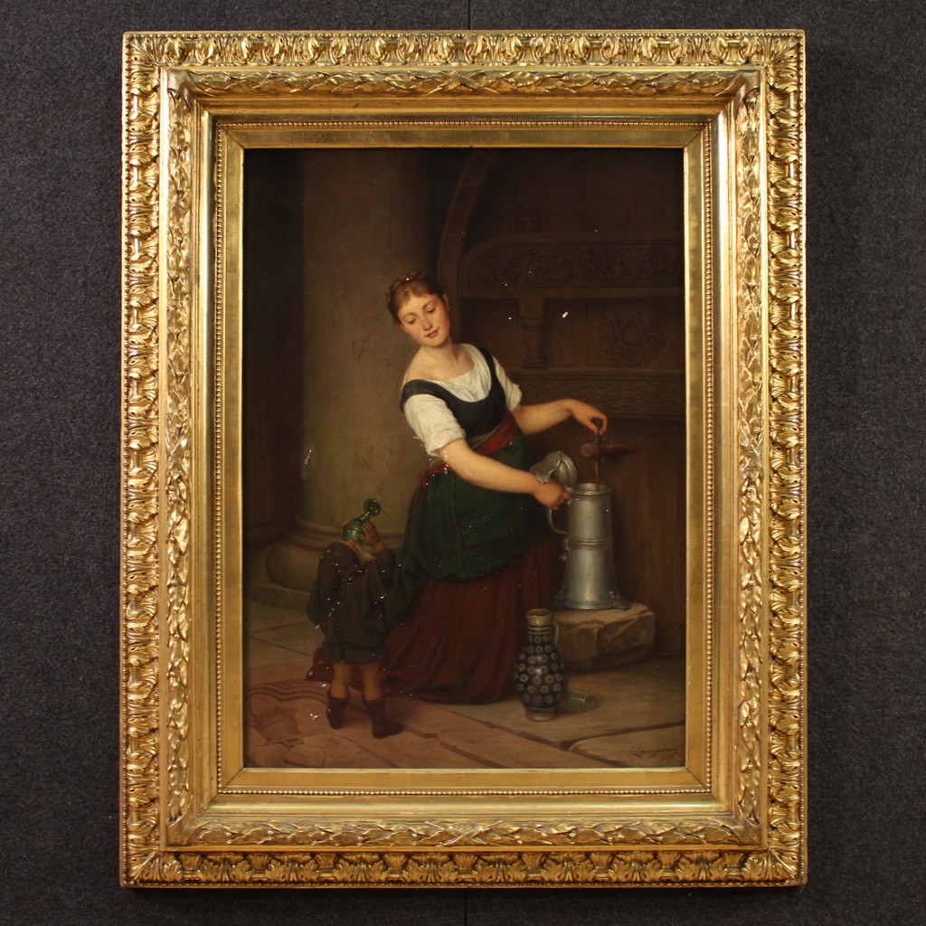 Painting Signed G. Spangerberg And Dated 1886, Interior Scene