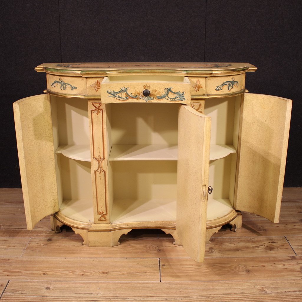 Buffet italien laqué, peint et doré du 20ème siècle-photo-3