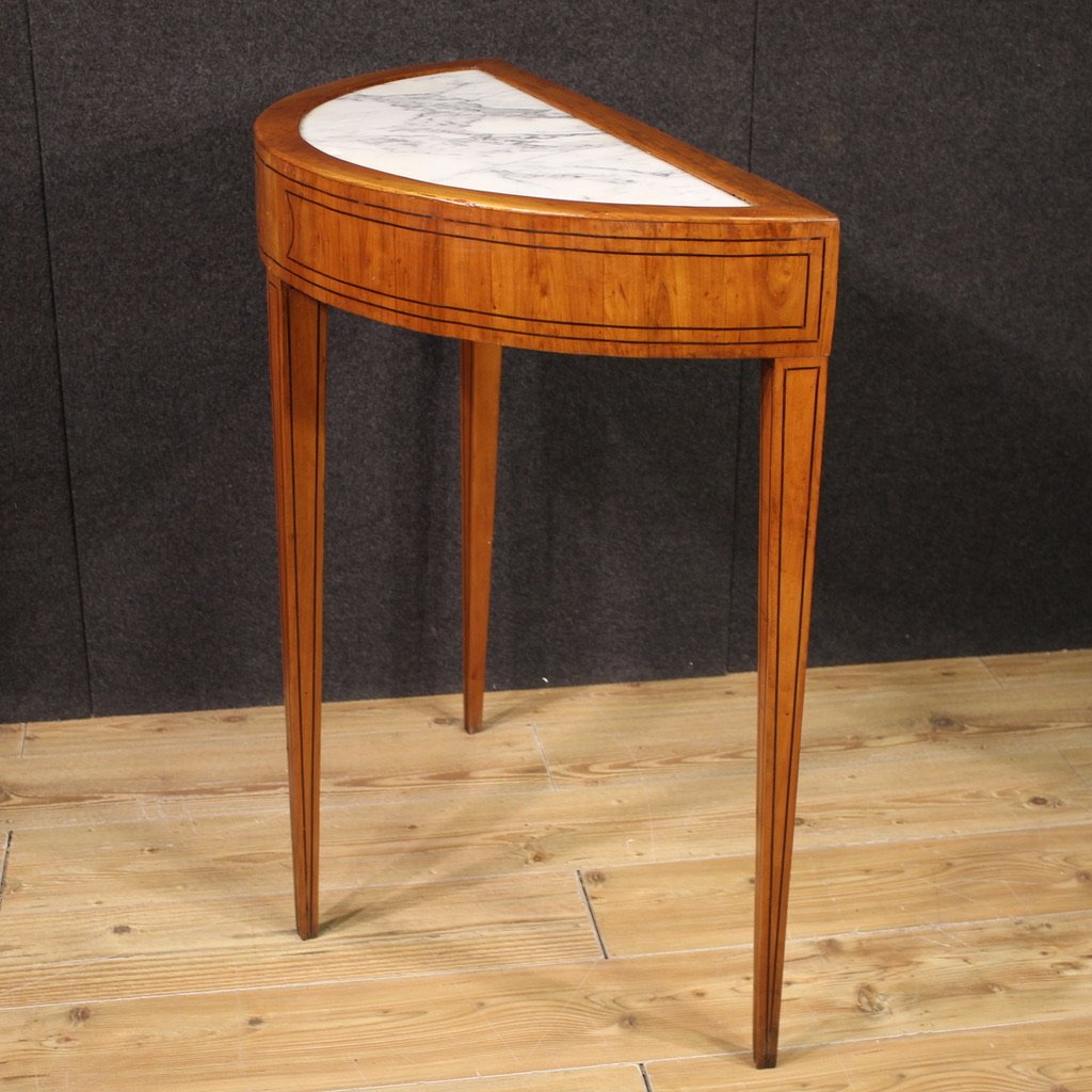 Console demi-lune de style Louis XVI italien du 20ème siècle-photo-4