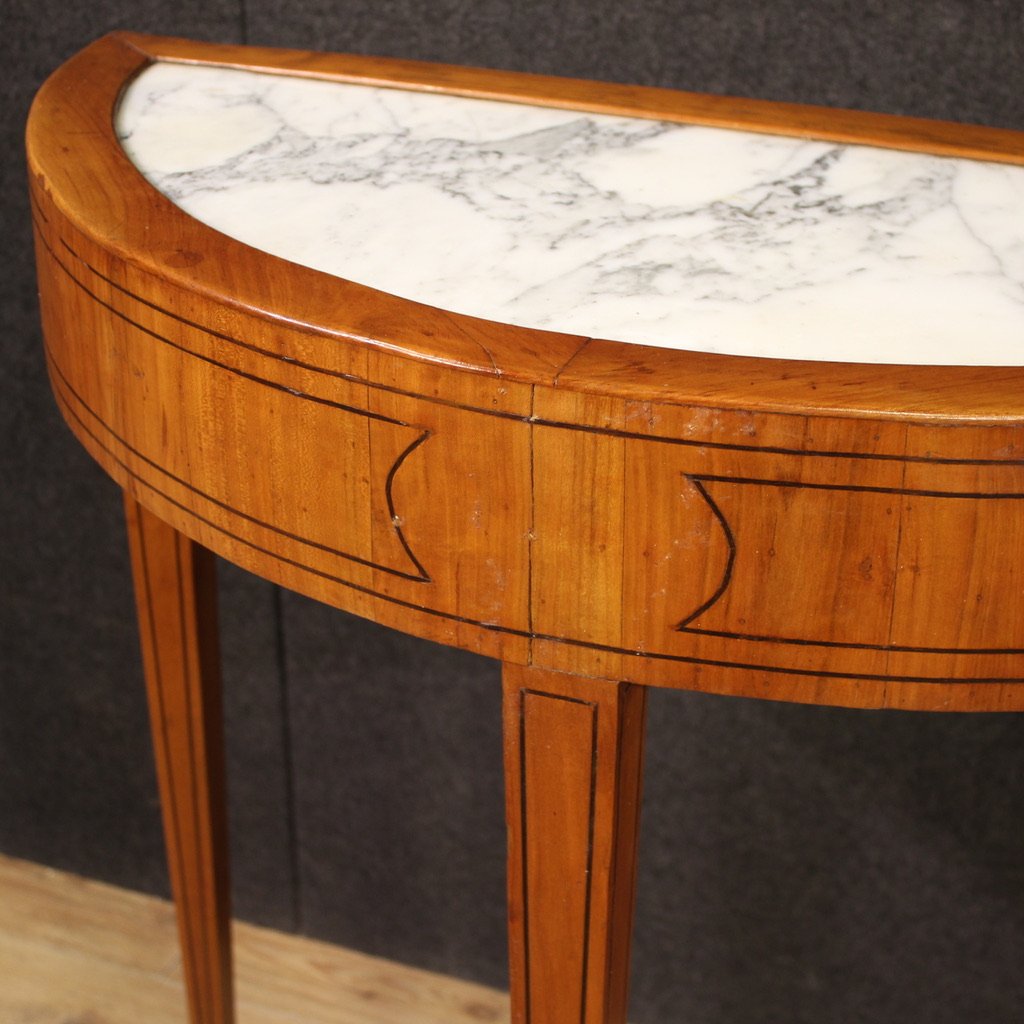 Console demi-lune de style Louis XVI italien du 20ème siècle-photo-6