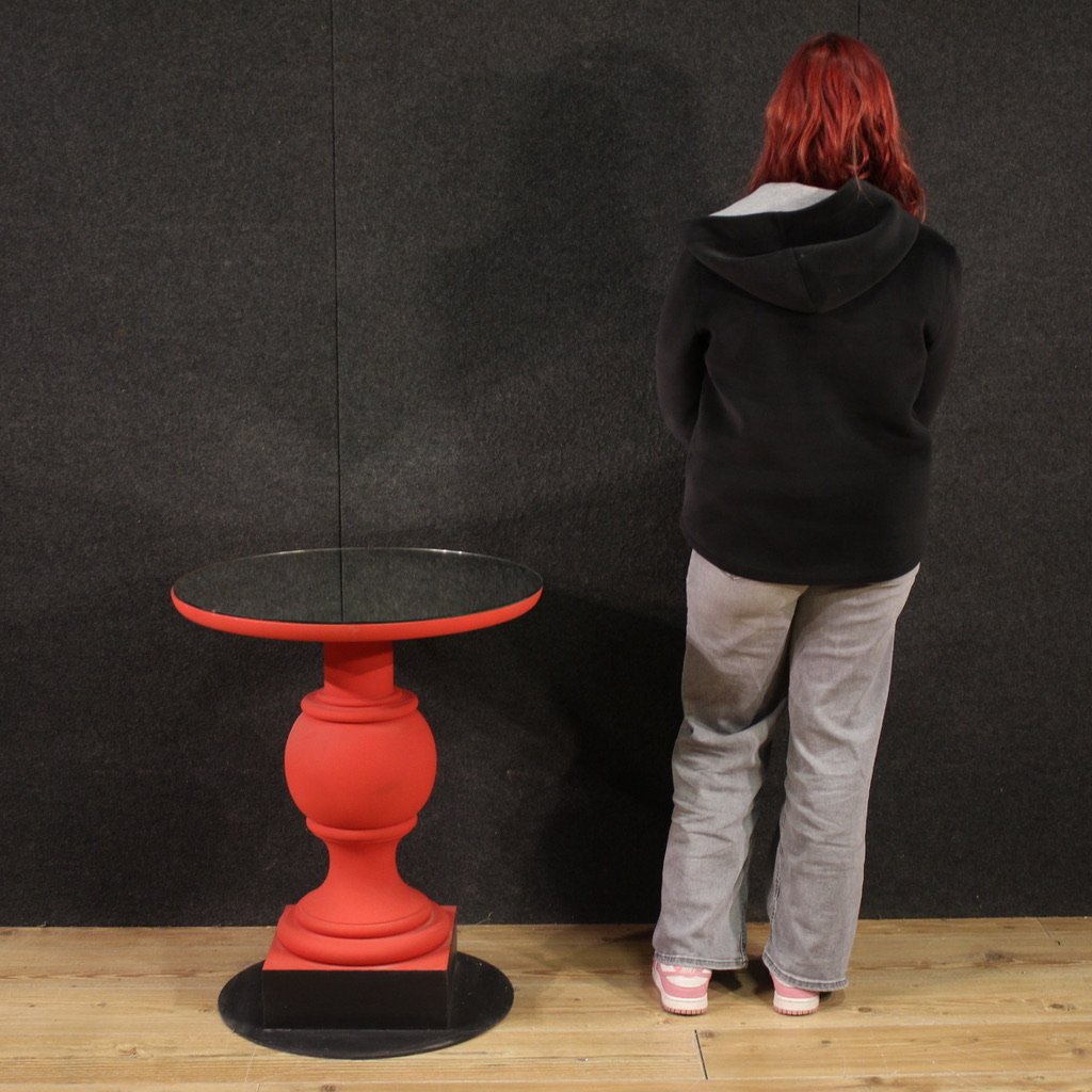 Table basse italienne peinte en rouge des années 1970-photo-2